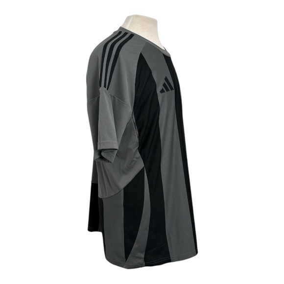 Adidas Men's XL Performance Striped 24 Jersey Slim Fit Black Grey Soccer - Picture 3 of 6